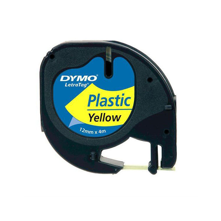 K7 Letratag plastique 12mmX4m NOIR / JAUNE