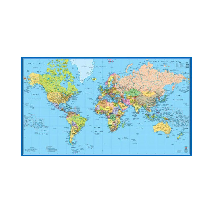 CARTE MURALE PLASTIFIE MAP MONDE 154*90