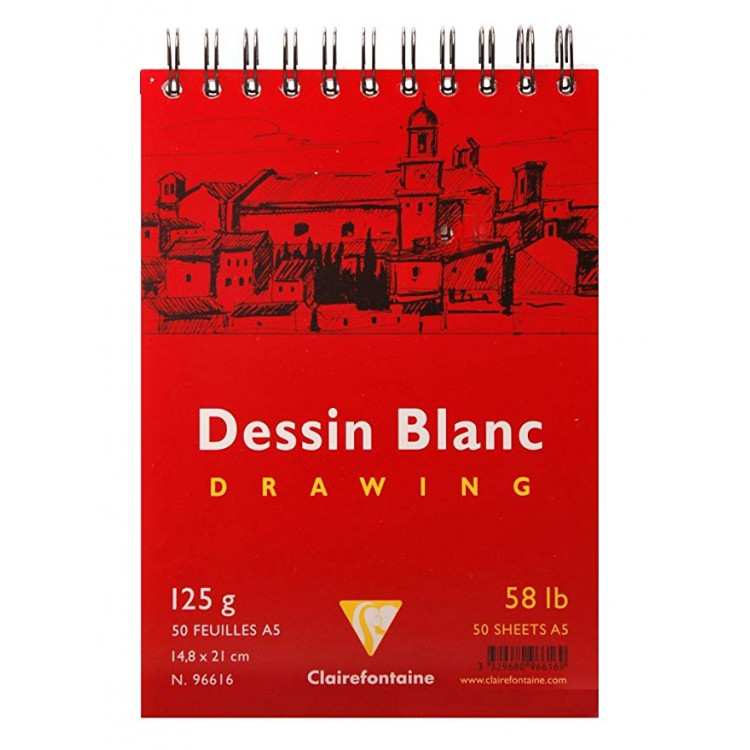 BLOC DESSIN A5 BLANC 120G SPIR CLAIREF