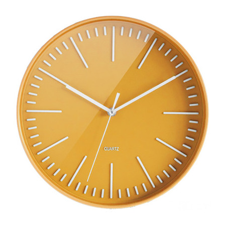 HORLOGE TENDANCE RONDE JAUNE MOUTAR 30CM