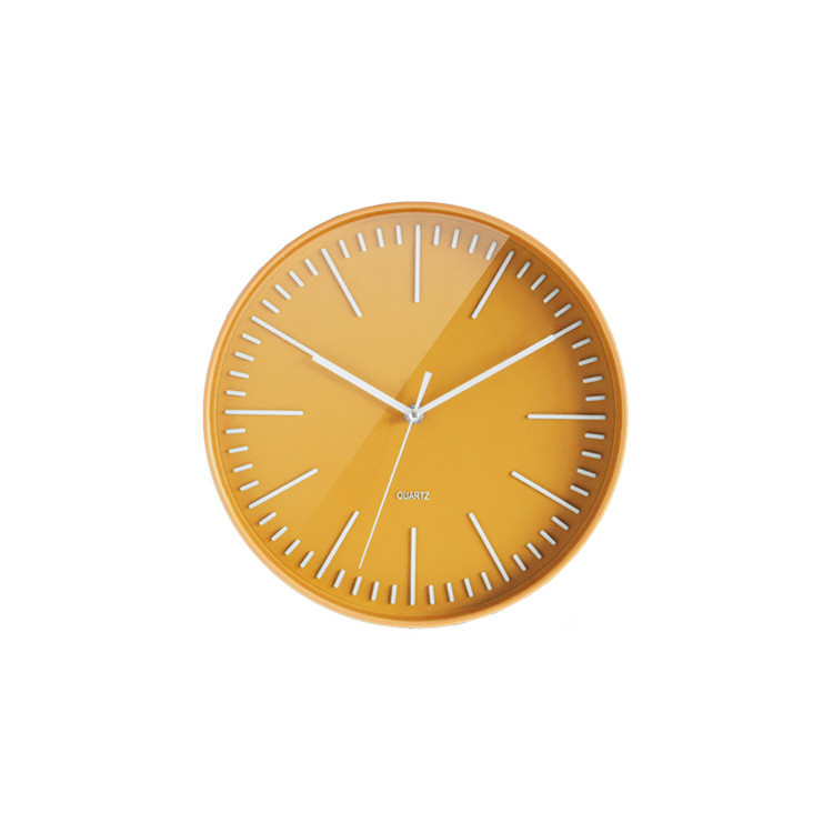 HORLOGE TENDANCE RONDE JAUNE MOUTAR 30CM