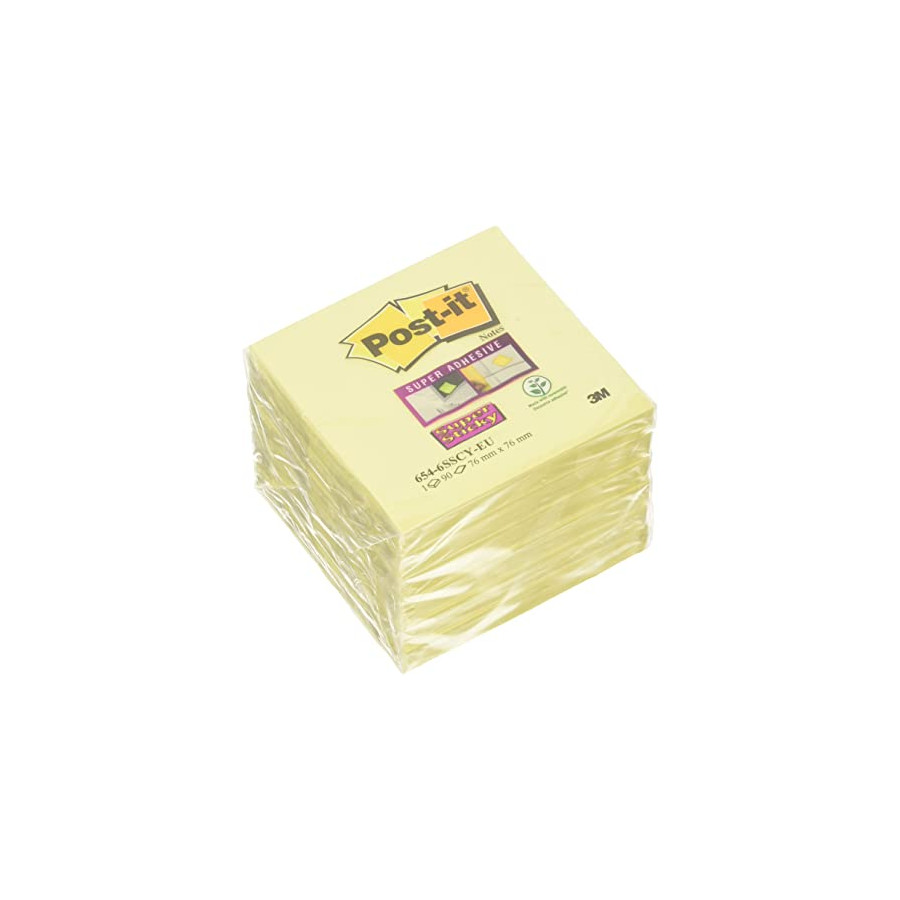 Notes Super Sticky Post-it® jaune sur carte 76 x 76 mm - Notes  repositionnables - Post-it - Carnets - Blocs notes - Répertoires