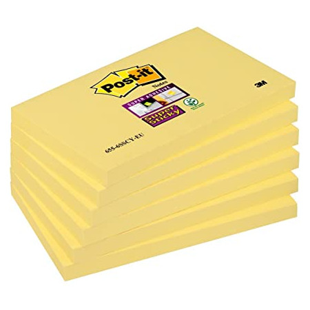 POST-IT SUPER STICKY JAUNE 76*127 LOT6