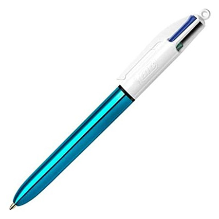 STYLO 4 COULEURS SHINE BLEU