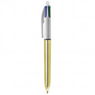 STYLO BILLES 4 COULEURS METAL DORE SHINE