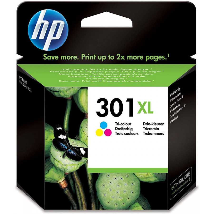 Pack HP 301XL noire + 301XL 3 couleurs pour imprimante jet d'encre