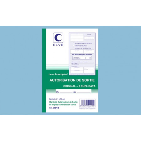 Carnet "Autorisation de sortie" - A5 - 50 tripli - x10