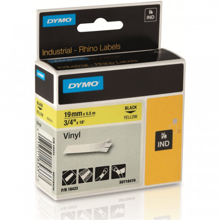 RUBAN VINYLE JAUNE 19MM X 5.5M DYMO