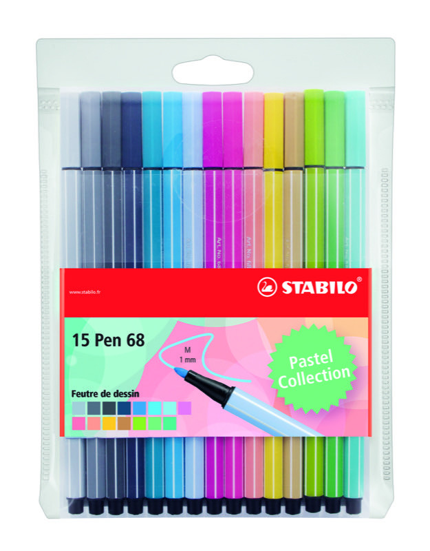 STABILO Pen 68 feutre de dessin pointe moyenne - ColorParade de 20 feutres  - Boîtier Gris/Fuchsia