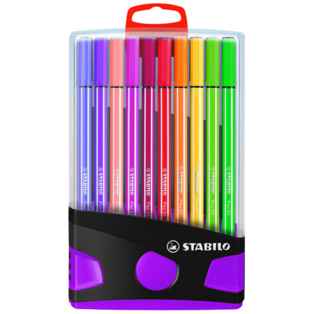 ColorParade de 20 feutres de dessin STABILO Pen 68 boîtier gris/fuchsia