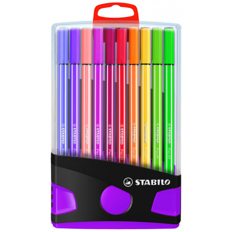 ColorParade de 20 feutres de dessin STABILO Pen 68 boîtier gris/fuchsia