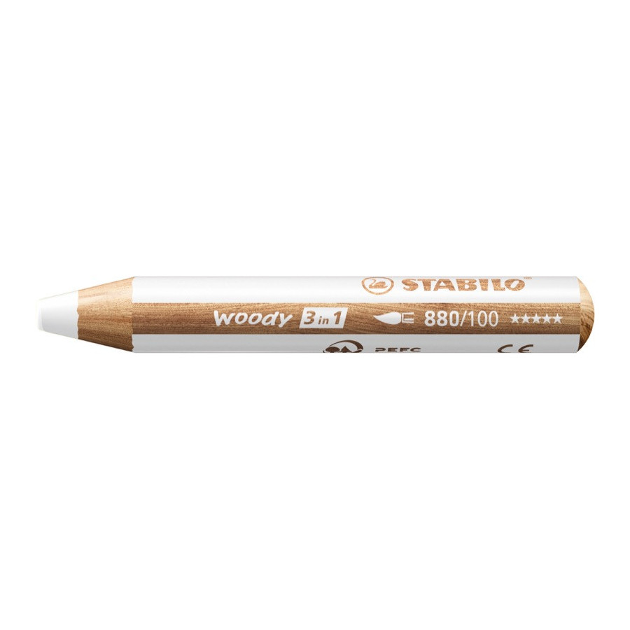 1 crayon multitalents STABILO woody 3 in 1 blanc - BuroStock Guyane