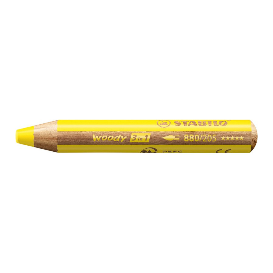 1 crayon multitalents STABILO woody 3 in 1 jaune - BuroStock Guyane