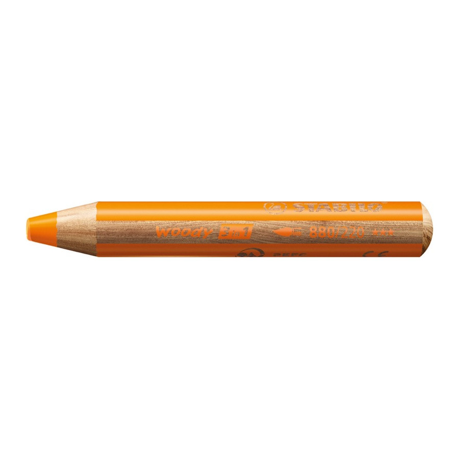 1 crayon multitalents STABILO woody 3 in 1 orange clair - BuroStock Guyane