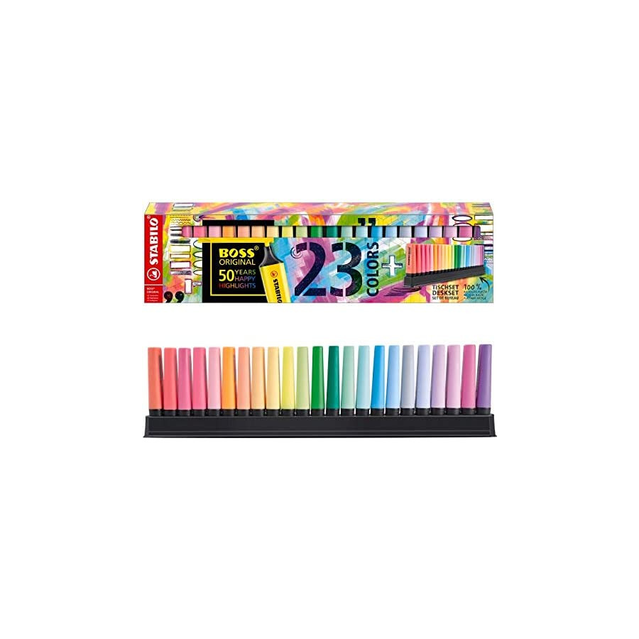 NOUVEAU - STABILO BOSS ORIGINAL - Set de bureau MEGA avec 23 couleurs dont  4 nouvelles