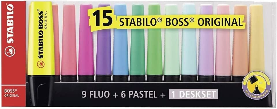 Set de 15 surligneurs pastel Stabilo Boss Original