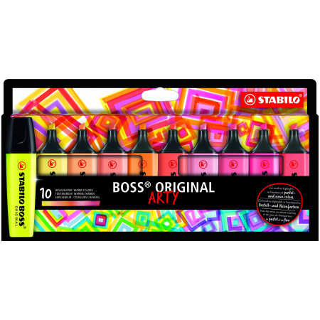 10 surligneurs STABILO BOSS ORIGINAL ARTY couleurs chaudes