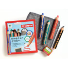 4 crayons multisurfaces STABILO woody 3in1 + taille crayon + chiffon