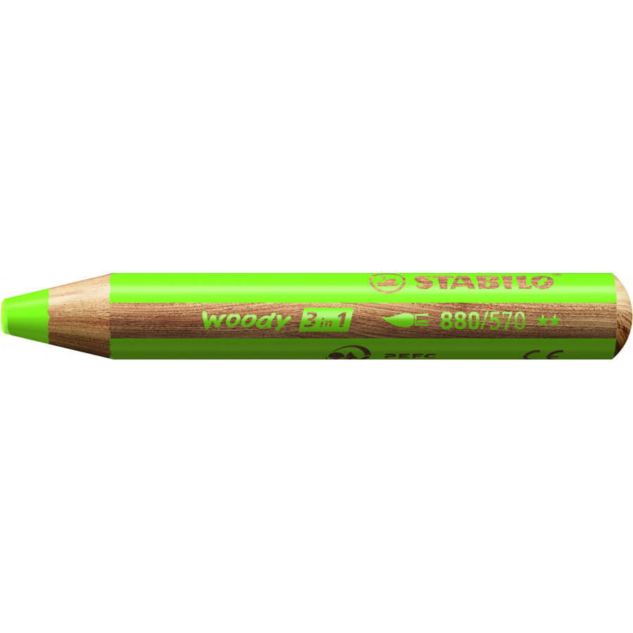 1 crayon multitalents STABILO woody 3 in 1 vert clair - BuroStock Guyane