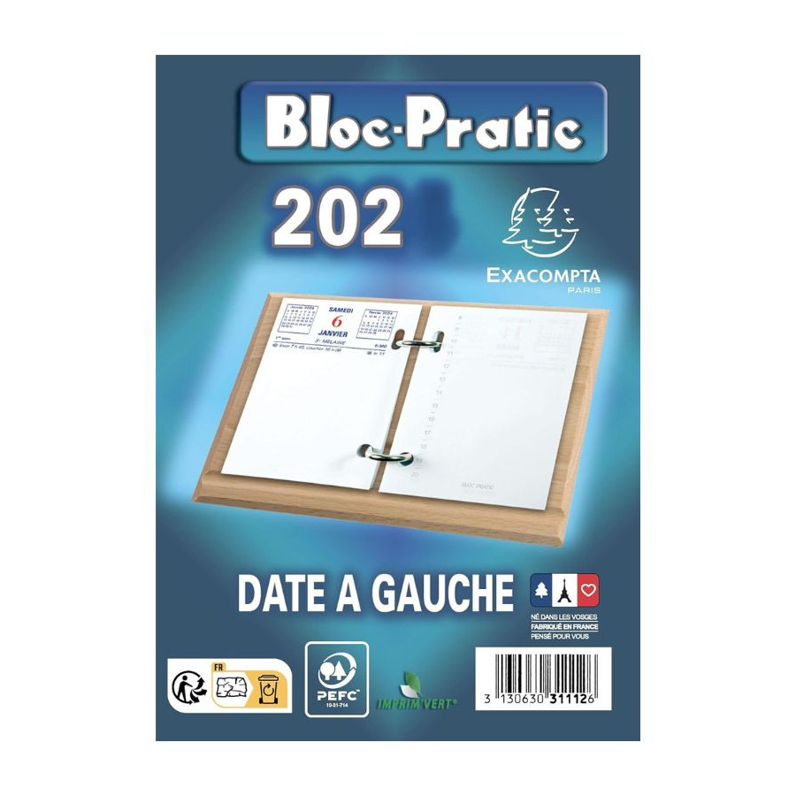 PLEIN CIEL Bloc éphéméride Date à droite, horaire et rdv à Gauche,Janvier à  Décembre 2024 - 8.5 x 11.5 cm