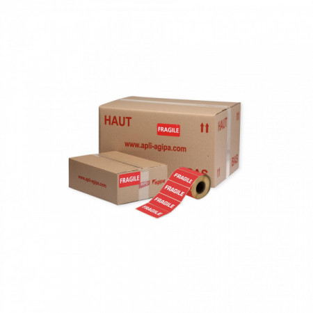 LOT 2 ROULEAUX 500 ETIQ FRAGILE 100X50M