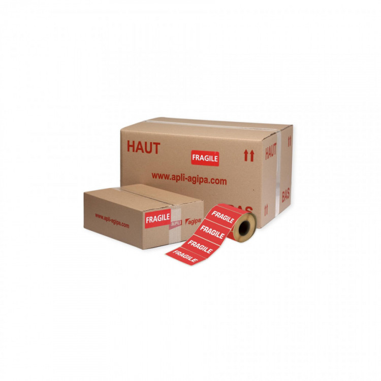 LOT 2 ROULEAUX 500 ETIQ FRAGILE 100X50M
