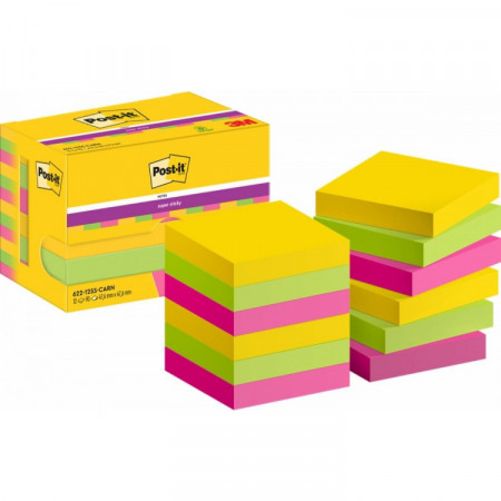 POST-IT CARN 47X47MM 12BLOC SUPER STI