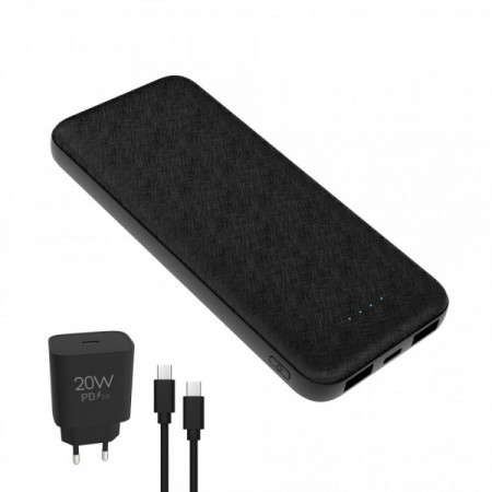 Powerbank 10000mAh+chargeur PD 20W noir