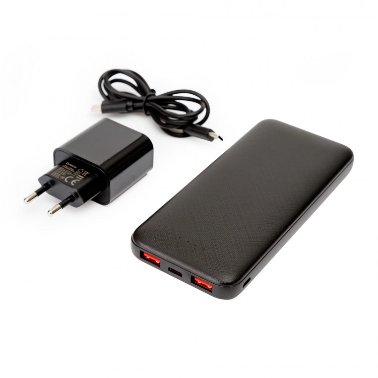Batterie externe 10 000 mAh + chargeur PD 20W – Powerbank rapide USB-C noir