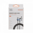 CABLE 2 M USB-A VERS USB-C, LIGHTNING ET MICRO USB 180Â° 3A MAGNETIQUE BLEU