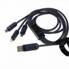 CABLE USB-A VERS LIGHTNING, USB-C, MICRO-USB QC 66W DIGITAL BLEU