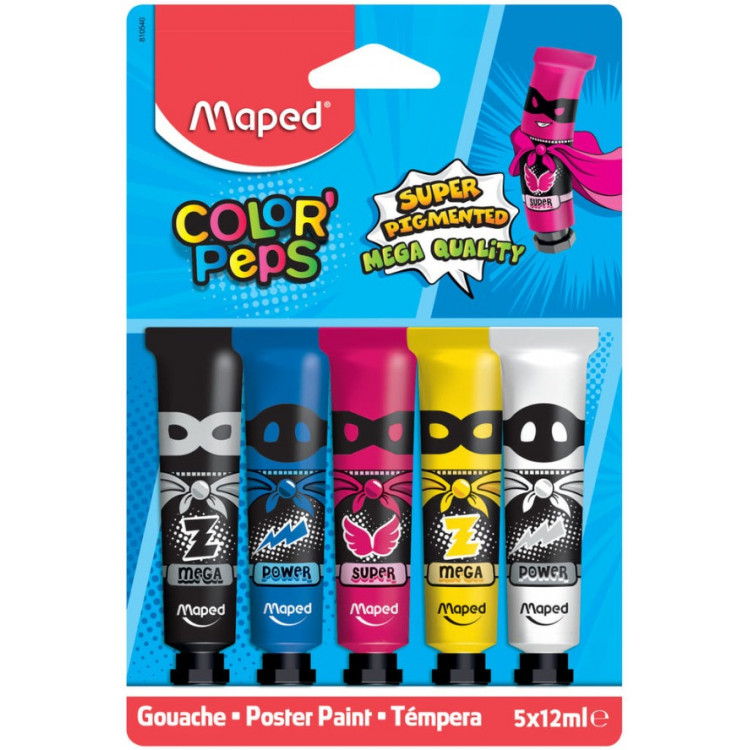 PEINTURE GOUACHE TUBE 12ML X5