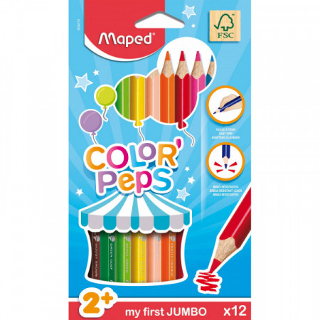 CRAYONS JUMBO FSC COLOR'PEPS X12