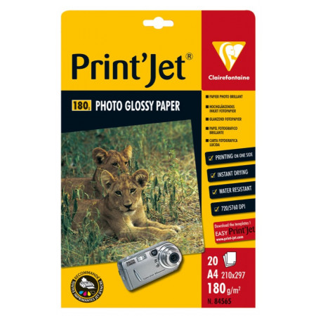 Papier Photo Brillant - Format A4, 21X29.7 - 20 Feuilles de 180gr