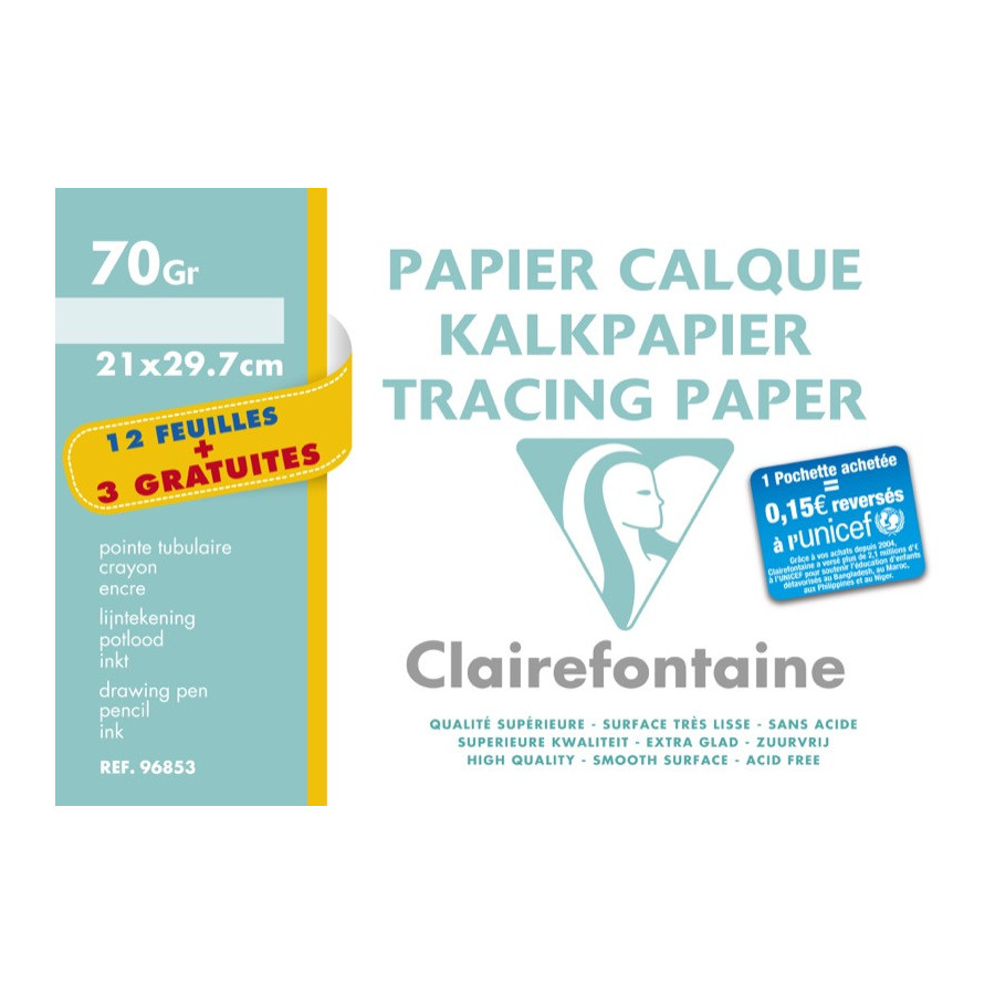 Papier calque A4 90g en pochette