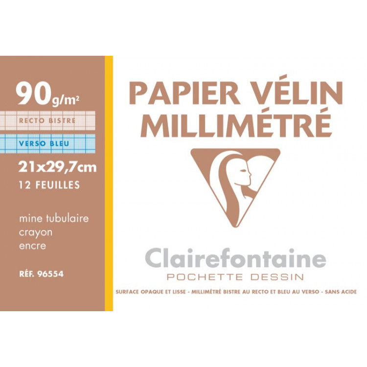 POCHETTE PAPIER DESSIN MILIMETRE, Format A4, 21X29.7