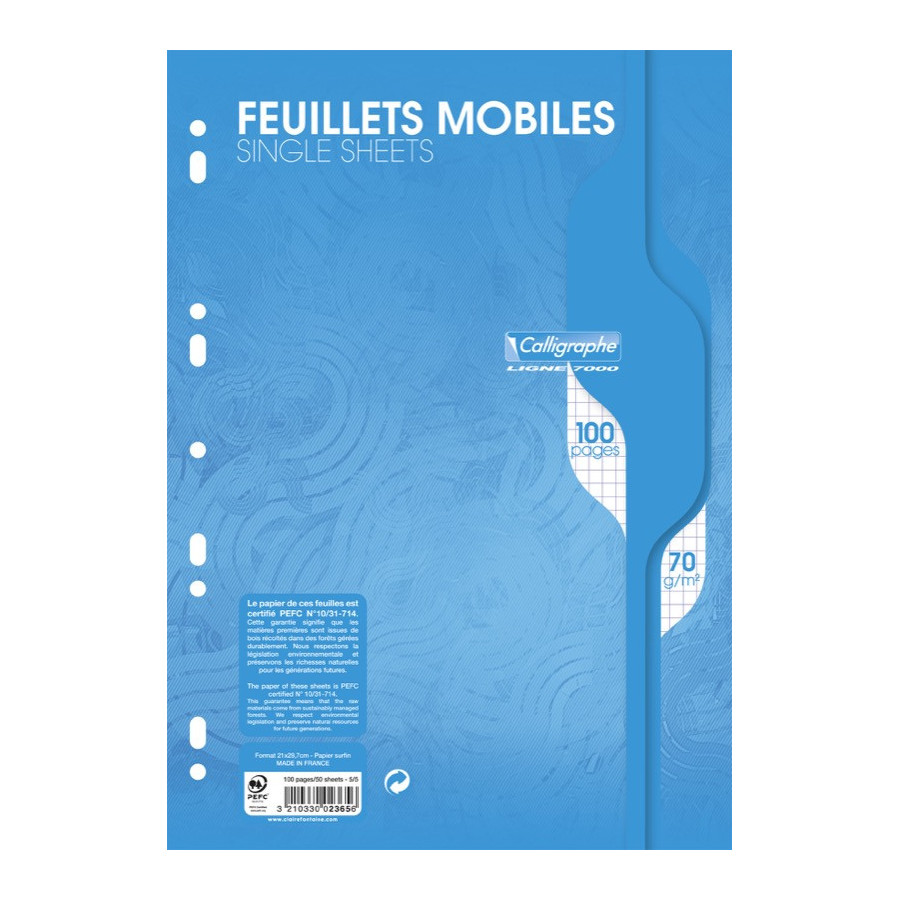 Feuilles simples blanches - Format A4 21 x 29,7 cm - 200 pages