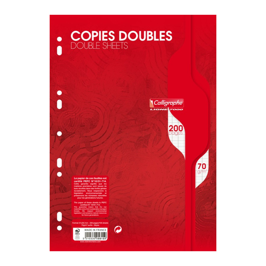 Paquet de 300 copies doubles perforées - feuilles grand carreau pour  classeur - pack promo